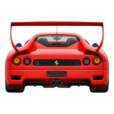 Ferrari F40, simplified, bright red, rear view, no text sticker