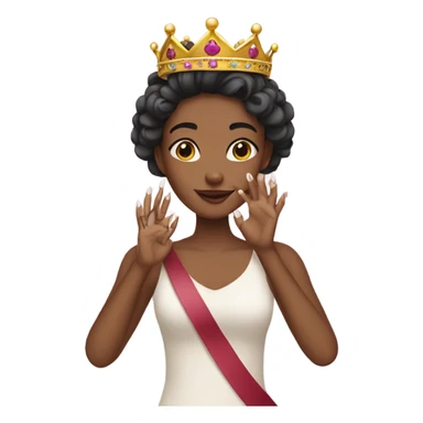 a girl showing her manicure and wearing a crown  sticker