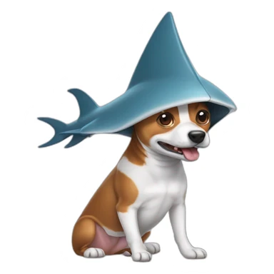 Tricolor Basenji dressed like a shark sticker