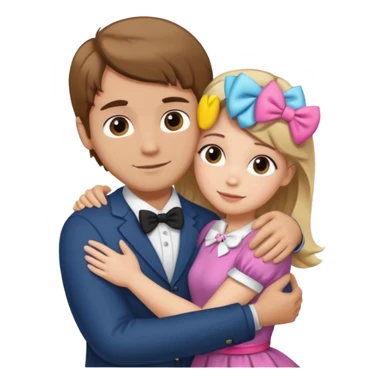 (Brown hair white girl) hugging blonde man with bows sticker