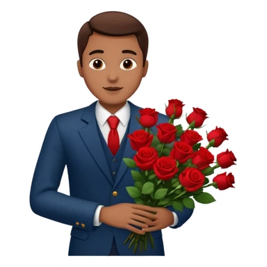 Un homme qui donne un bouquet de roses sticker