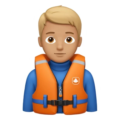 male wearing life jacket sticker