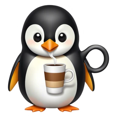Penguin drinking coffee sticker