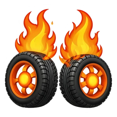 fireballs with flames in semi tires sticker