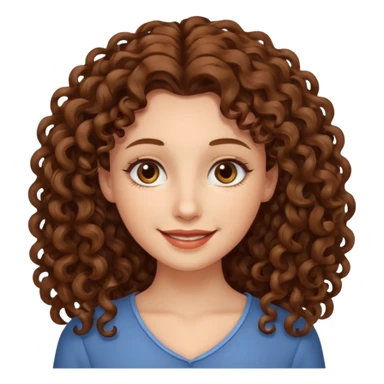 persona mujer con piel clara y rizos suaves color café y largos sticker