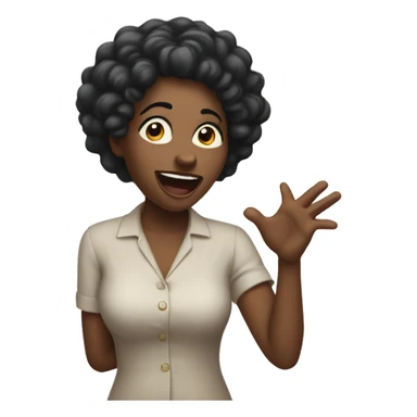 Black woman shrugging hands with nervous laugh  sticker