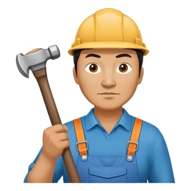 photorealistic kazakh worker middle age with 
hammer sticker