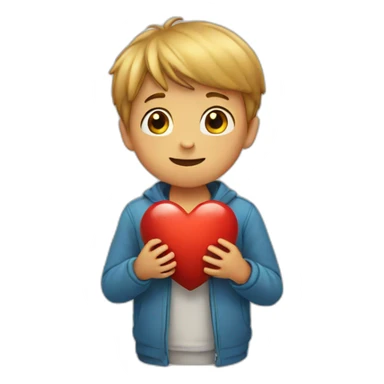 boy giving heart sticker