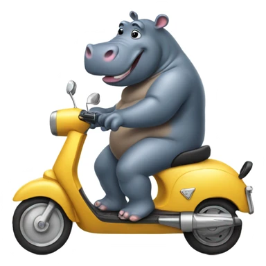 Hippo riding a scooter sticker