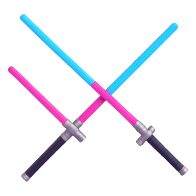 a pair of crossed lightsabers, one magenta and one blue, 3D style sticker