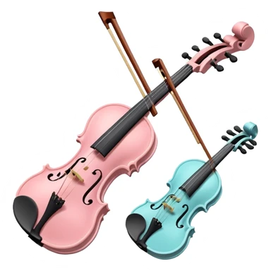 A pastel violin and a pastel heart sticker