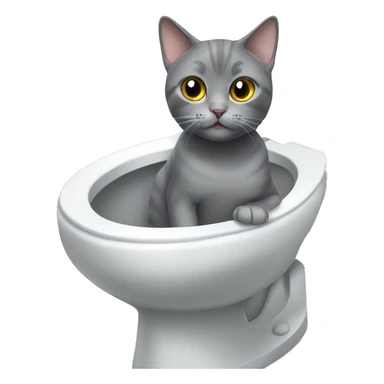 British short hair gray cat in toilet sticker