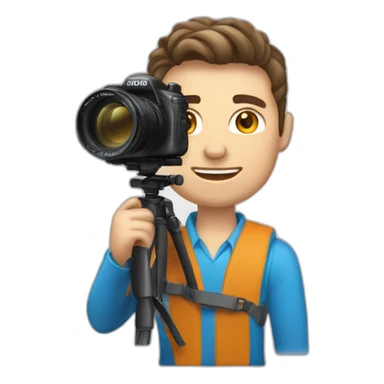 Male Photographer shaved Caucasian wavy hair brunette holding camera sticker
