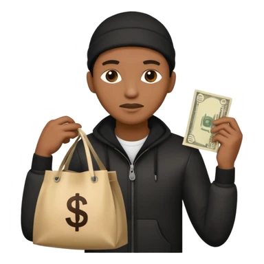 Ladrão com saco de dinheiro emoji eveito Mandela sticker