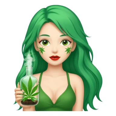 Woman with long green hair protector of weed sexy sticker
