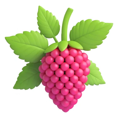 3D iOS style raspberry with green leaves, cute and playful design, another angle variation sticker
