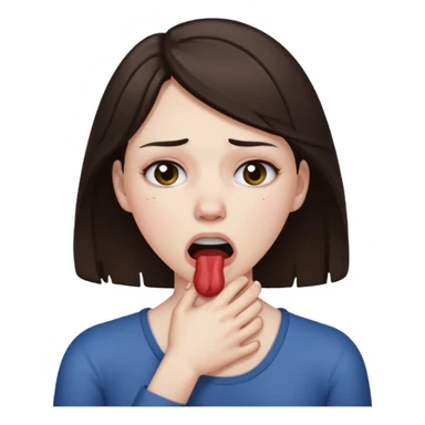 a brunette woman choking herself sticker