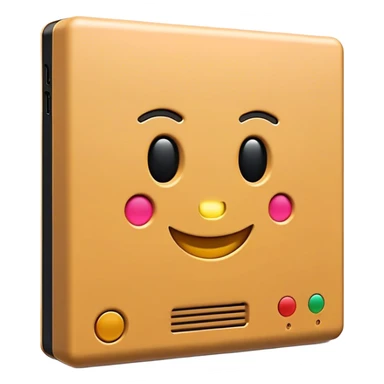 Clash of Clans aesthetic: Cinematic Playful PlayStation 2 Slim Portrait Emoji, rendered in a 3D vector-style similar to standard emojis with minimal shading and bold, simplified shapes. A compact, distinct form with signature details, softly glowing with a cutting-edge console technology charm. Simplified yet unmistakably iconic, highly detailed and consistent, glowing with a soft radiance and high shine. Stylized with a touch of technological advancement and a soft glowing outline, capturing the essence of a beloved gaming relic with a friendly, playful manner! sticker