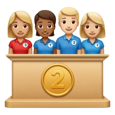 show people on podium in first, second and third place.  The podium should be labled 2, 1, 3 sticker