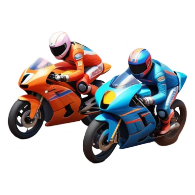 A sleek racing car and motorcycle speeding on a track, leaving a trail of dust behind. The scene captures the thrill of high-speed competition, with blurred motion and vibrant colors, highlighting the dynamic energy of motorsport. sticker