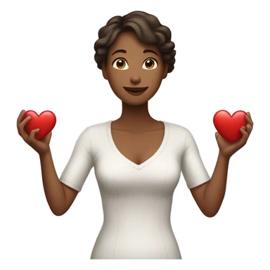 woman giving out her heart sticker