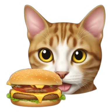 Cat eating brger sticker