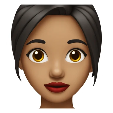 una chica de cabello negro mediano con labial rojo y ojos marrones sticker