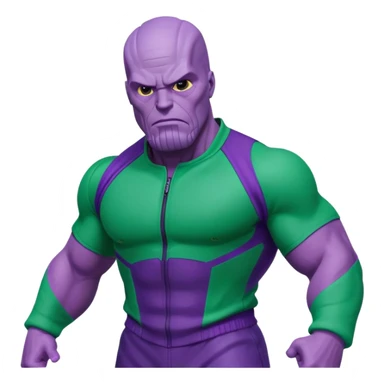 Thanos wearing a Squid Game green tracksuit sticker