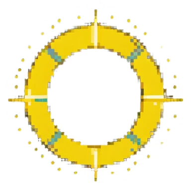 pixel art sun without face, just a yellow circle with rays sticker