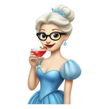 Pale Cinderella wearing glasses drinking a cocktail  sticker