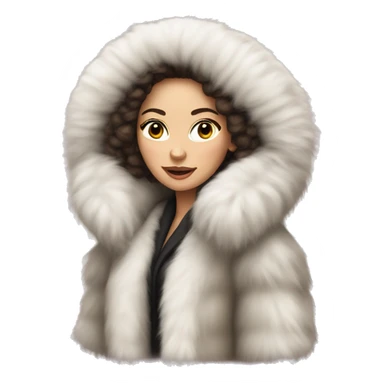 White brunette woman in giant fur coat sticker