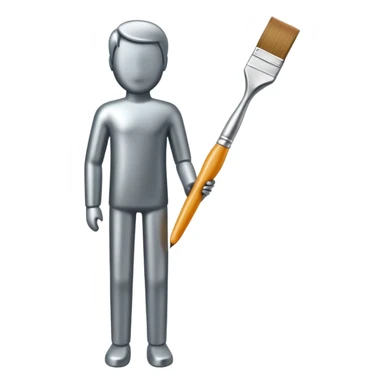 A paintbrush that transforms into a human silhouette, symbol of artistic identity sticker