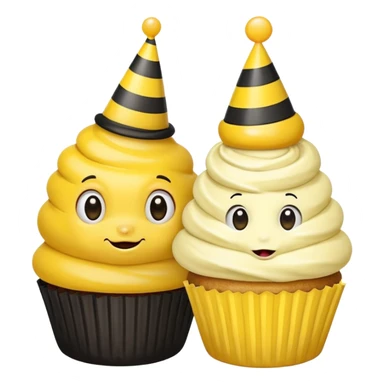 Bees with Birthday Hat, Embarrassed bee with cupcake sticker