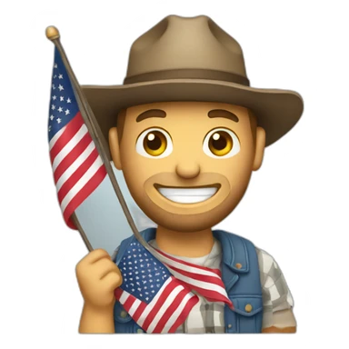 Hillbilly holding American flag sticker