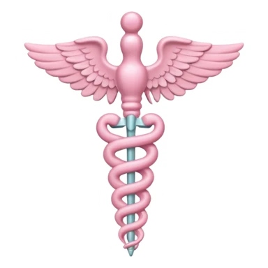 Caduceus symbol, soft pastel pink, iOS emoji style, variation 2 sticker