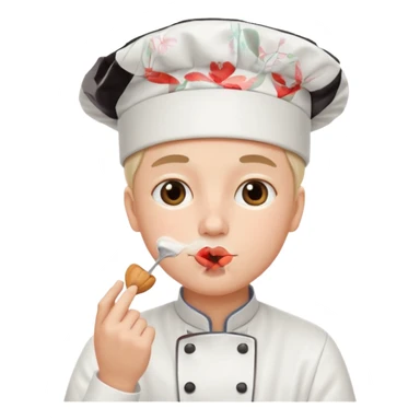 A chef making a kiss sticker
