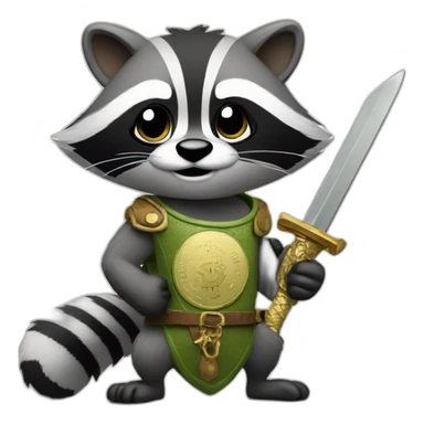 Racoon with sword and money sticker