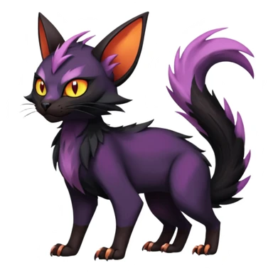 Black edgy Noivern-Noibat-Purloin-Torracat-Lykoi-Caracal-cat-Fakemon-fusion-hybrid-creature sticker