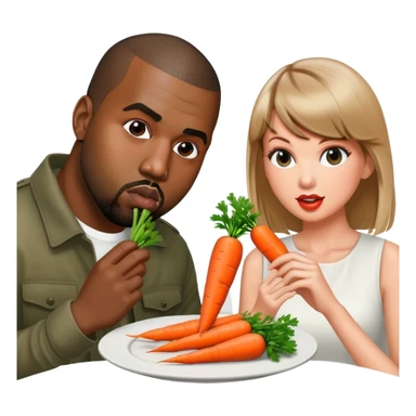 Kanye west eating carrots with taylor Swift  sticker