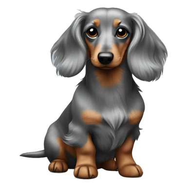 Fluffy dachshund grey  sticker