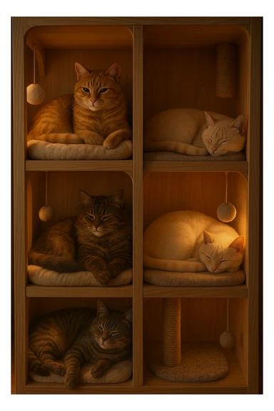 cats relaxing in a vertical playhouse sticker