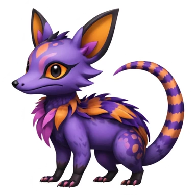 Rare exotic cute epic aesthetic gothic colorful Salandit-Noibat-Eevee-Civet-species-Fakemon-hybrid-creature, with markings, full body sticker