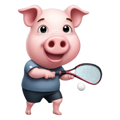 Pig playing racquetball sticker