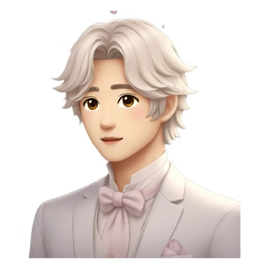 Gorgeous romantic Asian anime gentle man with blushing face aesthetic trending style outside sticker