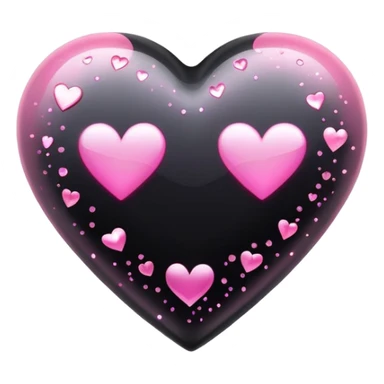 Black heart with pink sparkles  sticker