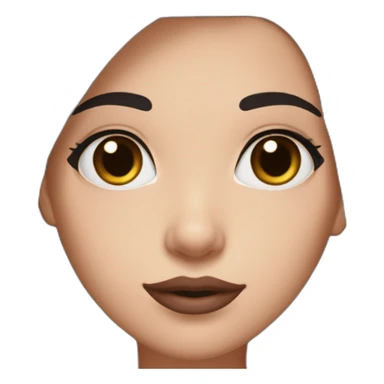 White women with long dark brown hair and long eyelashes dark brown eyes and pink cheeks with pink lips and thick dark brown eyebrows and black dog sticker