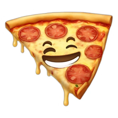 Pizza with happy face sticker