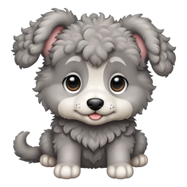 Gray curly puppy sticker