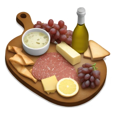 charcuterie board with white wine sticker