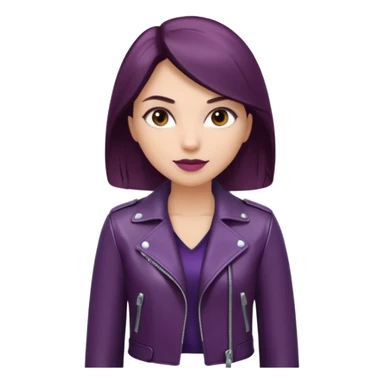 Realistic, luxury style womens detailed dark plum color leather jacker with silver chrome detail sticker